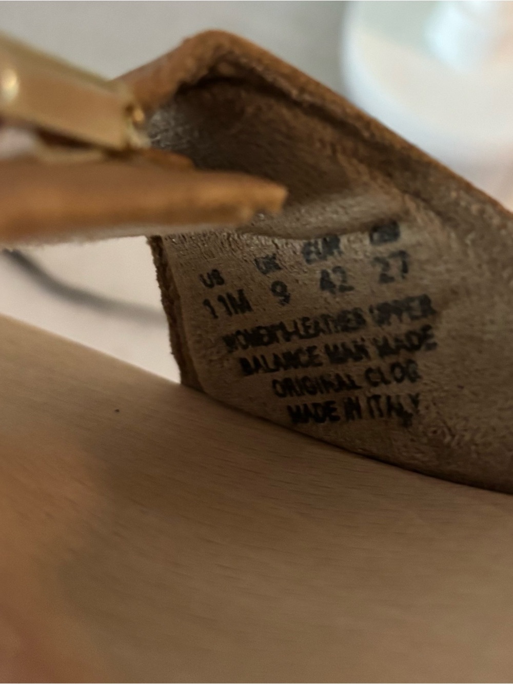 Dr. Scholl's Tan Slide Sandals with Gold Buckle - Picture 3 of 5